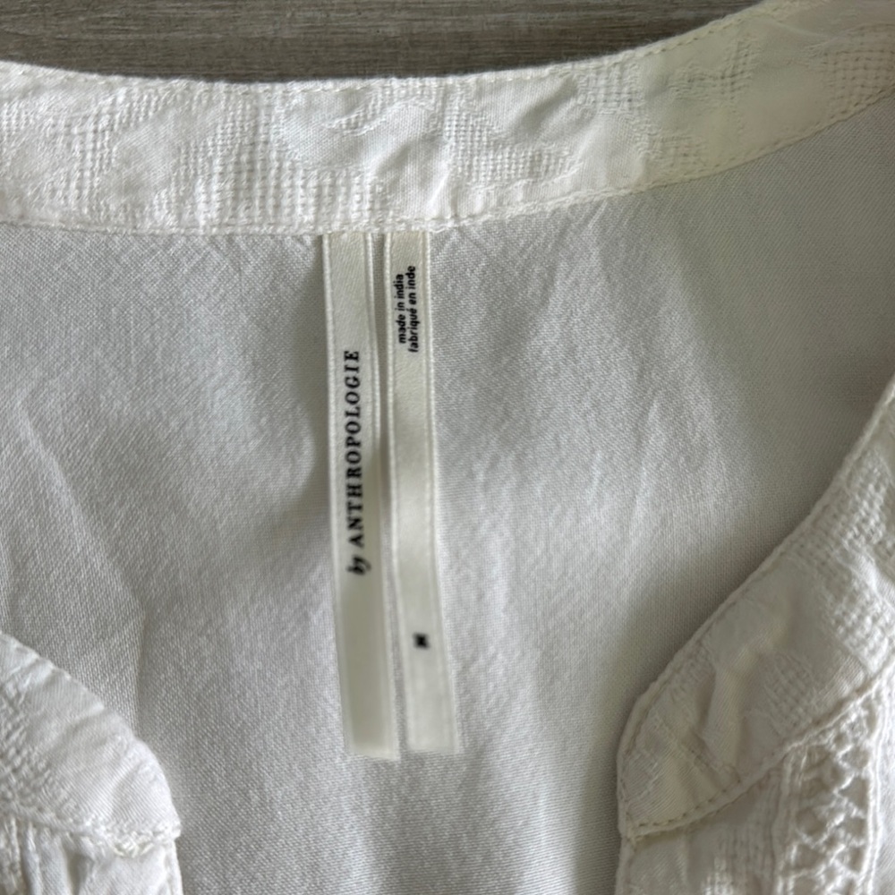 Anthropologie White Long Sleeve Dress Size Medium - Picture 11 of 12